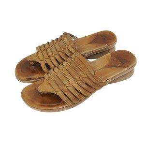 Dansko Topanga Sandal Thong Slide Strappy Flat Chestnut Brown Leather 7.5-8 38